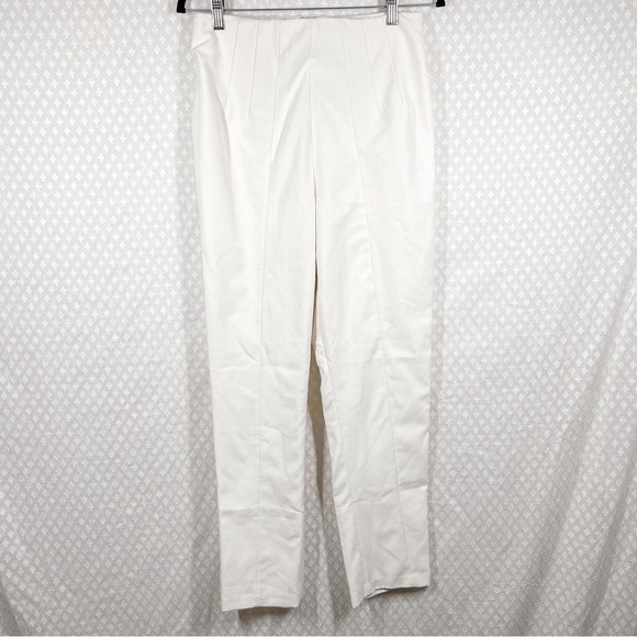 GRLFRND NWT White Pleated High Rise Straight Leg Trouser Pants - Picture 1 of 5